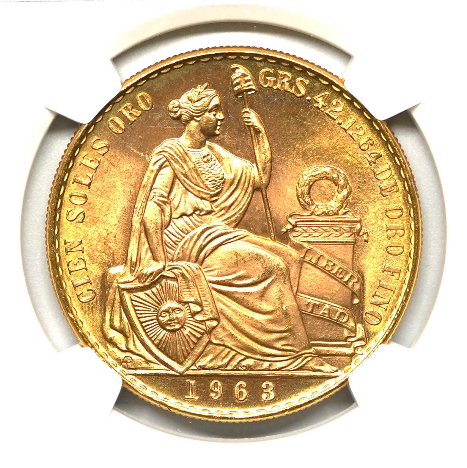 Sold】1963年 ペルー 100ソル金貨 MS67 NGC | ソブリンパートナーズ